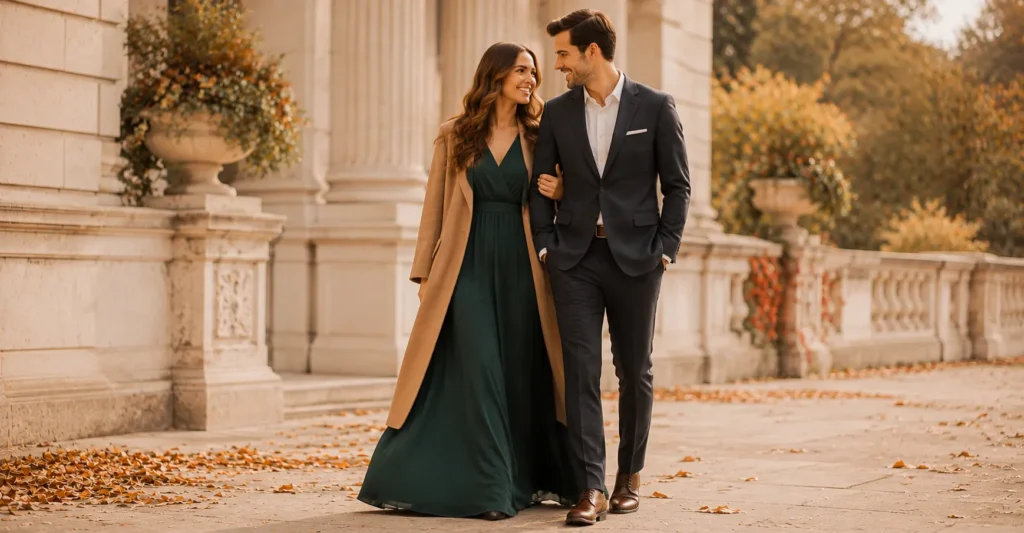 35 Stunning Fall Engagement Photo Outfit Ideas for Couples & Women 15 Fall Engagement Photo Outfit Ideas featuring elegant autumn engagement outfits for couples