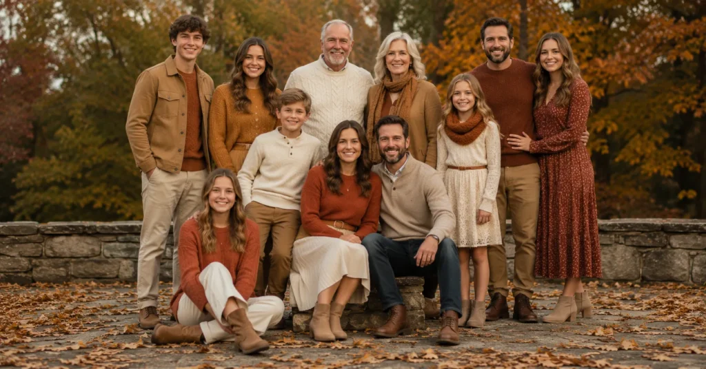 Fall Family Photo Outfit Ideas: A Practical Styling Guide for Stress-Free Photos 4 Fall Family Photo Outfit Ideas in warm earthy autumn colors