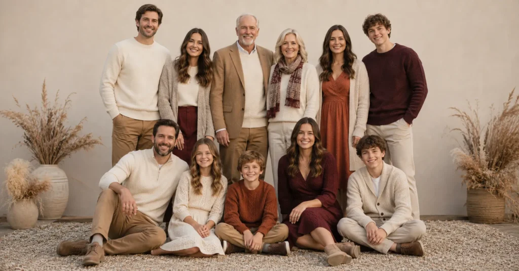 Fall Family Photo Outfit Ideas: A Practical Styling Guide for Stress-Free Photos 6 Fall Family Photo Outfit Ideas using a simple coordinated color palette
