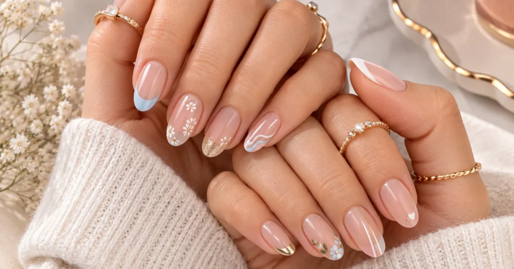 12 Stunning French Tip Nails with Design Ideas for a Chic Modern Manicure 14 French Tip Nails with Design featuring creative mix-and-match manicure ideas