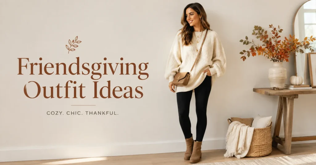 35 Effortless Friendsgiving Outfit Ideas for a Cute and Cozy Celebration 3 Friendsgiving outfit ideas with an oversized sweater
