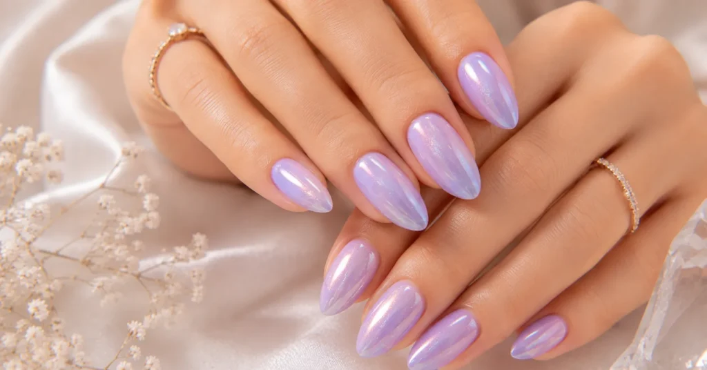 Goddess Nails Ideas with Ethereal Lavender Shimmer