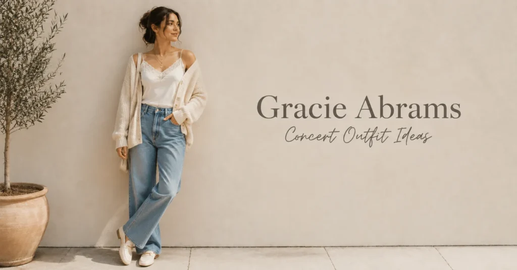 Gracie Abrams Concert Outfit Ideas featuring delicate layered knitwear and soft romantic styling