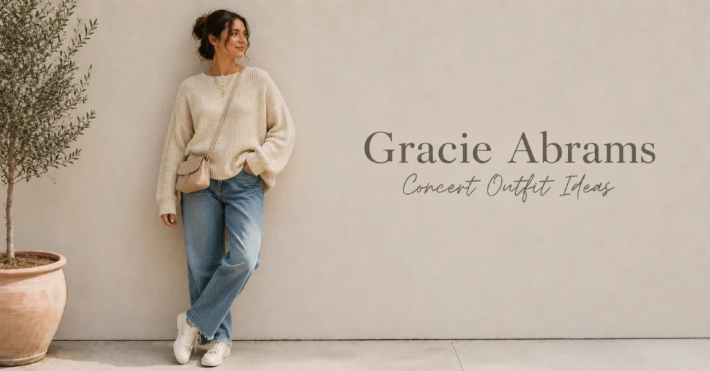 Gracie Abrams Concert Outfit Ideas with an oversized sweater and casual denim