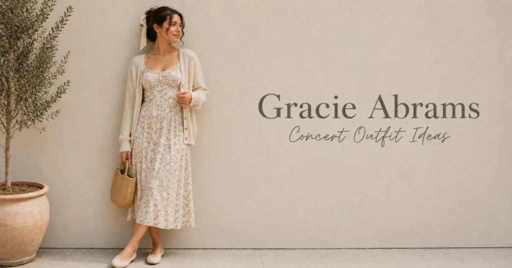 Gracie Abrams Concert Outfit Ideas with prairie-inspired floral fashion and cottagecore styling