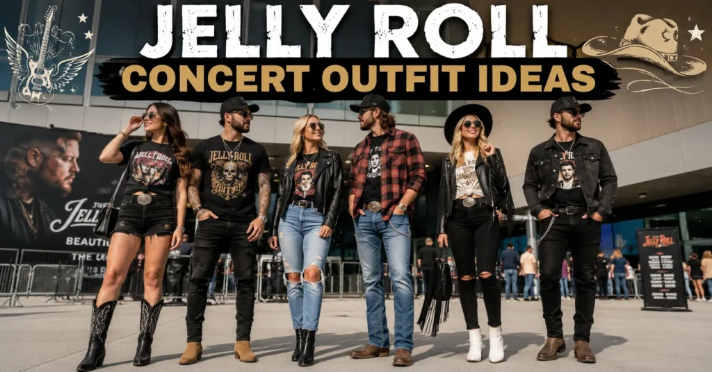 Ultimate Jelly Roll Concert Outfit Ideas: What to Wear for an Unforgettable Show 2 Jelly Roll Concert Outfit Ideas featuring stylish country rock concert fashion for men and women.