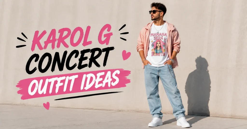 Karol G Concert Outfit Ideas: Bold Looks You'll Love 7 Karol G Concert Outfit Ideas for men with clean casual concert fashion look