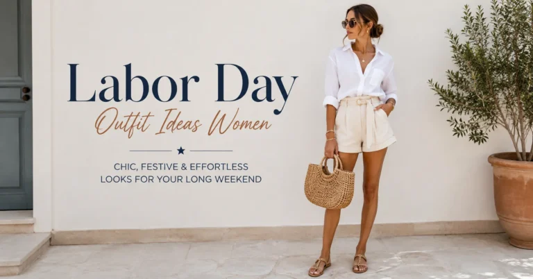 Labor Day Outfit Ideas Women featuring a chic white and tan end-of-summer outfit