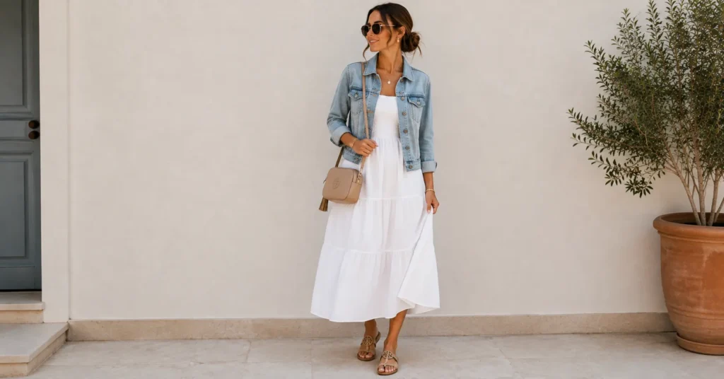 Labor Day Outfit Ideas Women with a white sundress