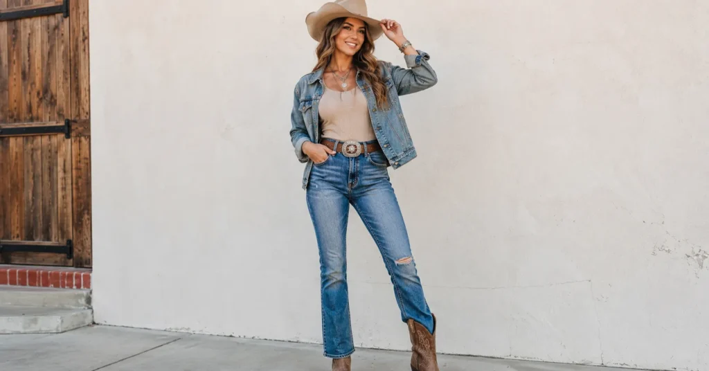 Luke Combs Concert Outfit Ideas: Rugged Looks You'll Love 3 Luke Combs Concert Outfit Ideas featuring denim jeans and cowboy boots for women