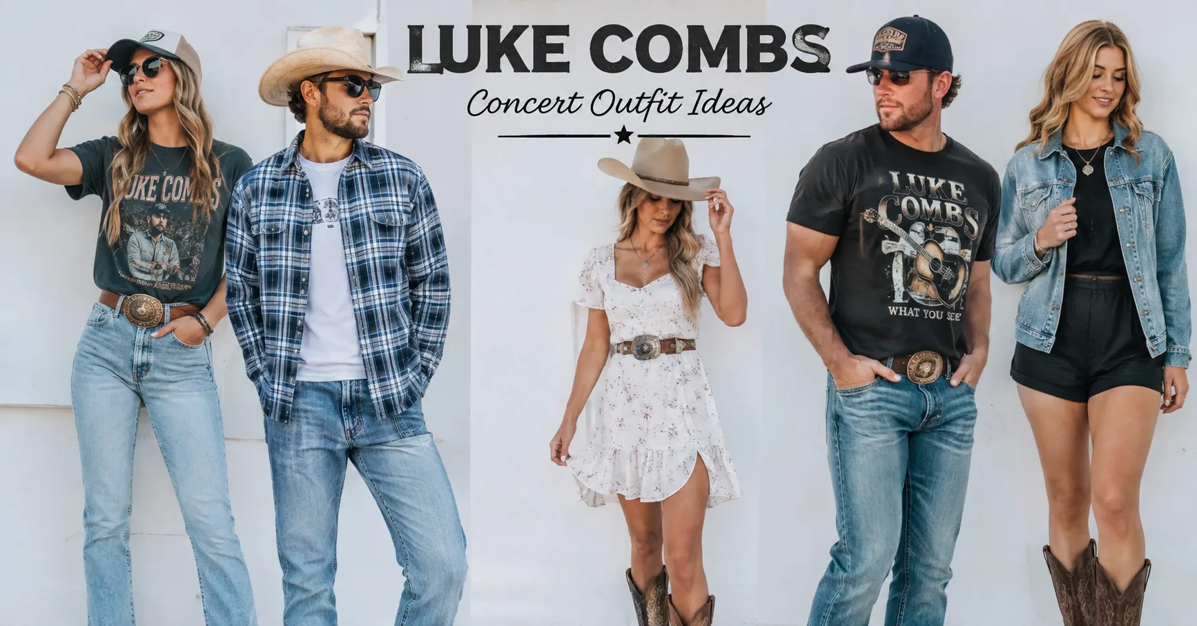 Luke Combs Concert Outfit Ideas featuring stylish country concert outfits for women and men