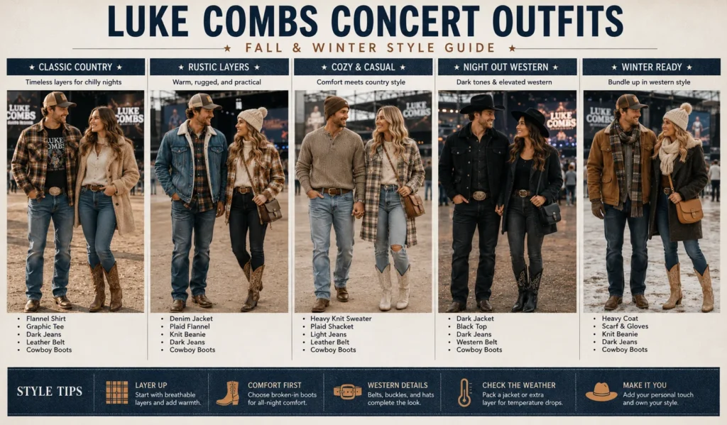 Luke Combs Concert Outfit Ideas: Rugged Looks You'll Love 15 Luke Combs Concert Outfit Ideas for fall and winter country concerts