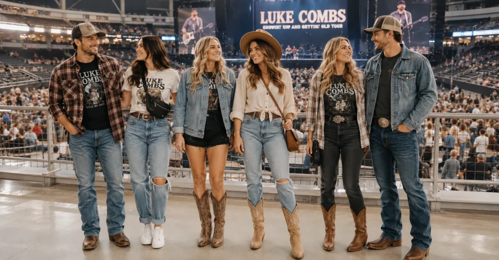 Luke Combs Concert Outfit Ideas: Rugged Looks You'll Love 11 Luke Combs Concert Outfit Ideas for indoor arena country concerts