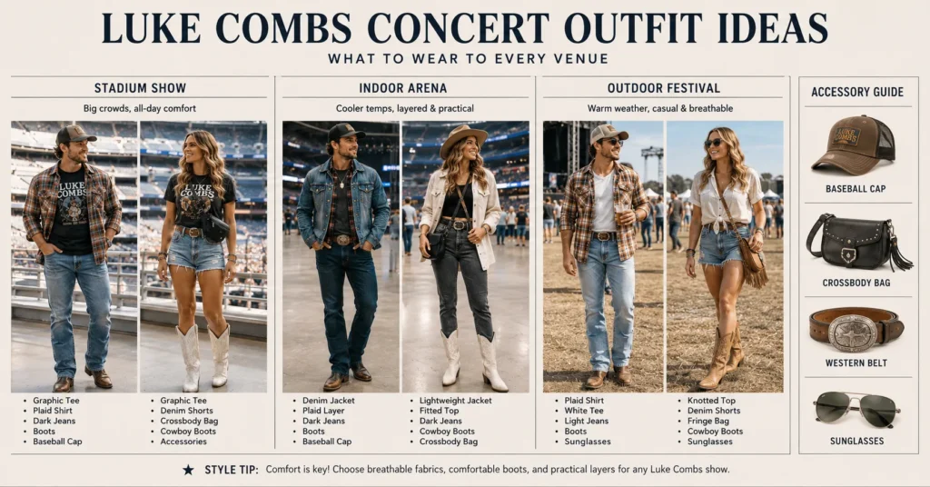 Luke Combs Concert Outfit Ideas: Rugged Looks You'll Love 13 Luke Combs Concert Outfit Ideas guide for different concert venues
