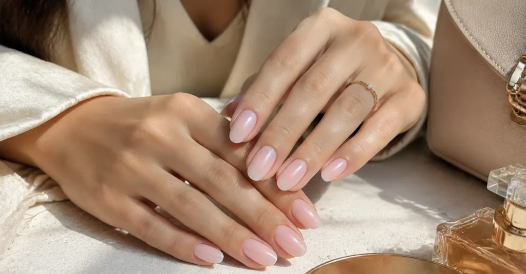 10 Dreamy Milky Pink Nails Ideas for a Soft Elegant Manicure 4 Milky Pink Nails Ideas with a glossy glazed pearl finish for a dreamy elegant manicure.