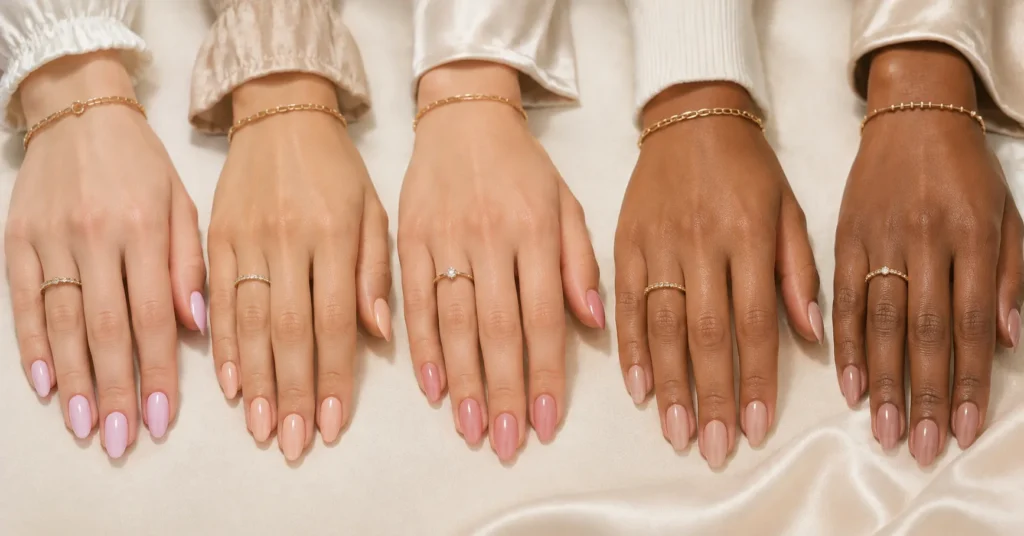 10 Dreamy Milky Pink Nails Ideas for a Soft Elegant Manicure 13 Milky Pink Nails Ideas showing flattering milky pink shades for different skin tones