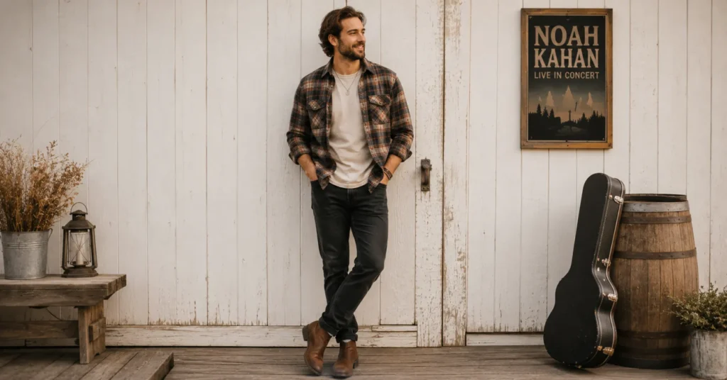 Noah Kahan Concert Outfit Ideas: Cozy Looks You'll Adore 7 Noah Kahan Concert Outfit Ideas featuring a classic flannel outfit for men