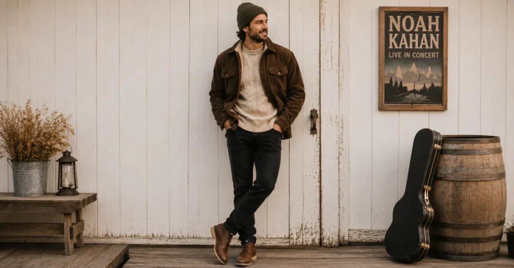 Noah Kahan Concert Outfit Ideas: Cozy Looks You'll Adore 8 Noah Kahan Concert Outfit Ideas featuring layered rustic concert fashion for men