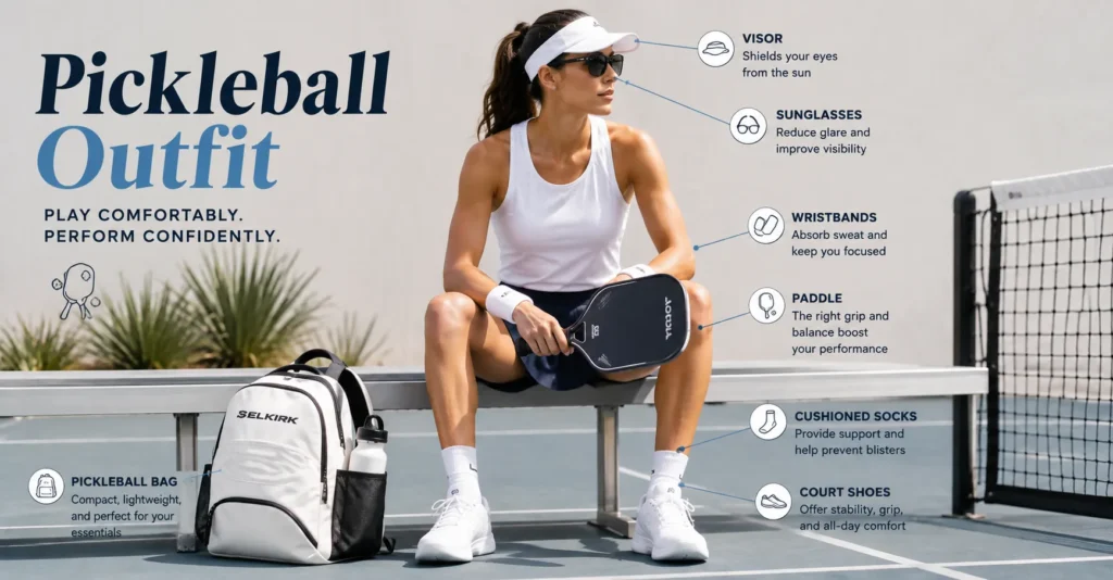 The Complete Pickleball Outfit Guide to Play, Move, and Win in Style 11 Pickleball Outfit completed with visor athletic socks sports bag and court accessories