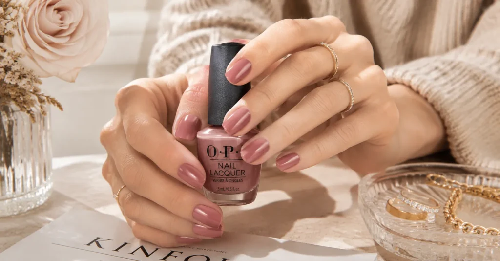 Pink Nail Polish dusty rose manicure with elegant muted pink nails