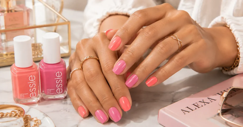 Pink Nail Polish for medium skin featuring flattering coral and true pink shades