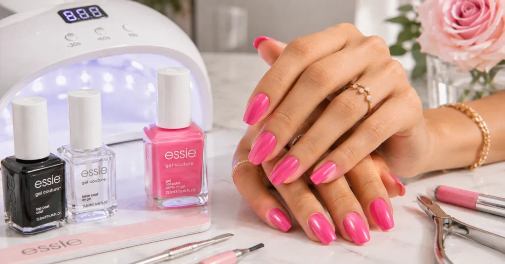 Pink Nail Polish gel manicure with glossy salon-quality finish