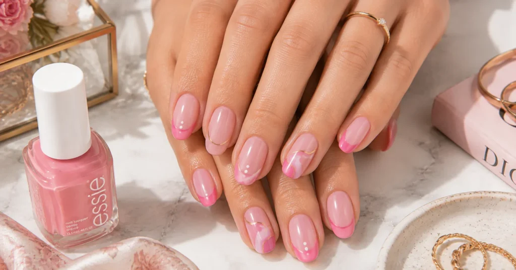 Pink Nail Polish simple and chic nail art with elegant minimalist designs
