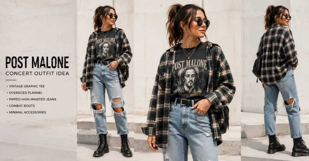 Post Malone Concert Outfit Ideas: Edgy Looks You'll Love 5 Post Malone Concert Outfit Ideas featuring a grunge-inspired outfit for women