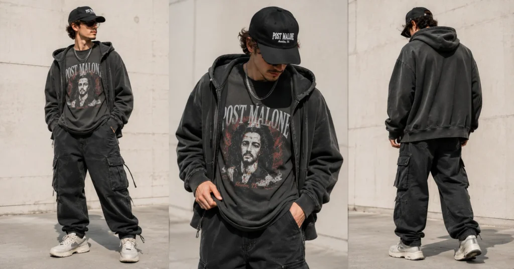 Post Malone Concert Outfit Ideas: Edgy Looks You'll Love 8 Post Malone Concert Outfit Ideas featuring casual streetwear for men