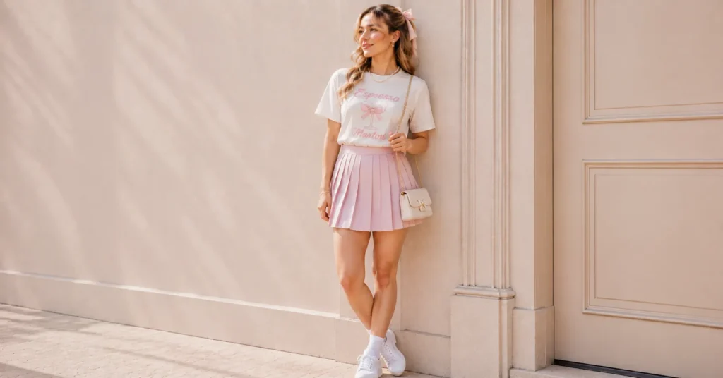 Sabrina Carpenter Concert Outfit Ideas: Cute, Glam, and Girly Looks for Every Fan 11 Sabrina Carpenter Concert Outfit Ideas featuring a graphic tee with a cute mini skirt