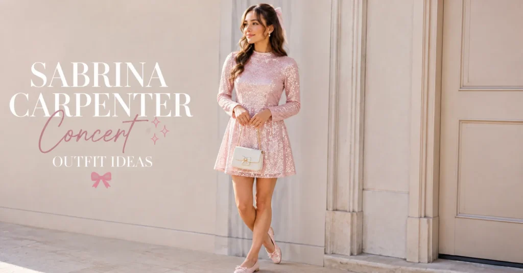 Sabrina Carpenter Concert Outfit Ideas: Cute, Glam, and Girly Looks for Every Fan 3 Sabrina Carpenter Concert Outfit Ideas featuring a pastel sequin mini dress with glamorous concert style