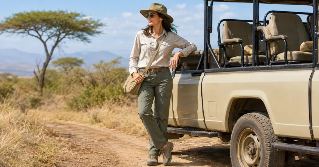 10 Stunning Safari Outfit Ideas Women Can Wear for a Stylish Adventure 12 Safari Outfit Ideas Women featuring a versatile khaki capsule outfit for a stylish safari adventure.