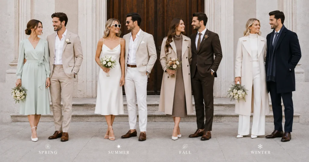 Effortless Courthouse Wedding Outfit Ideas for Every Style 13 Seasonal Courthouse Wedding Outfit Ideas for every time of year.