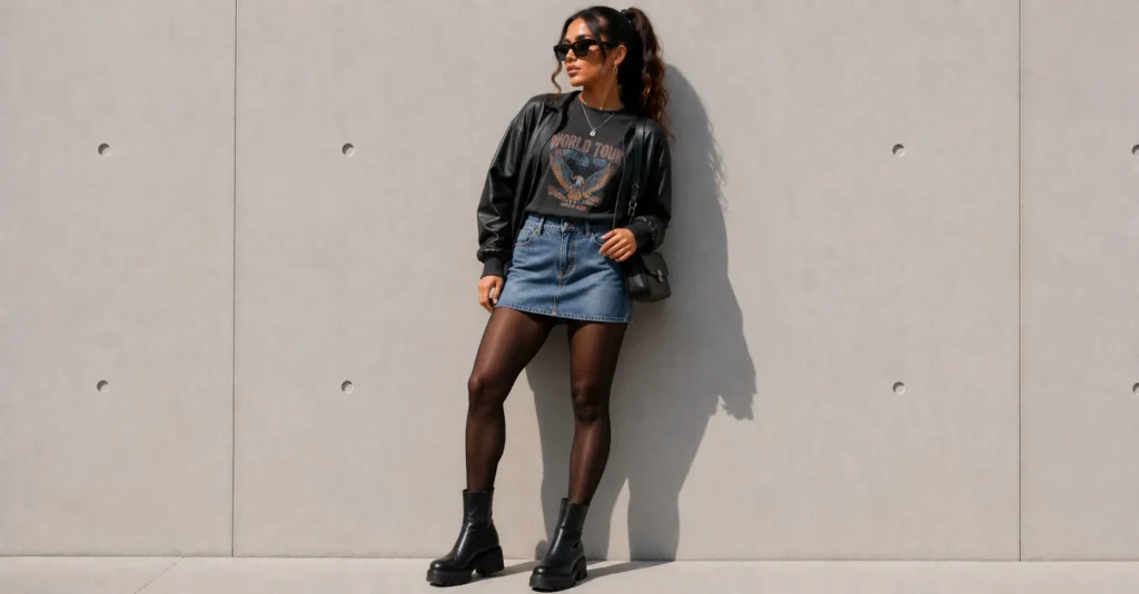 Tate McRae Concert Outfit Ideas: Edgy, Cool-Girl Looks for Every Fan 14 Tate McRae Concert Outfit Ideas featuring a graphic tee and denim mini skirt