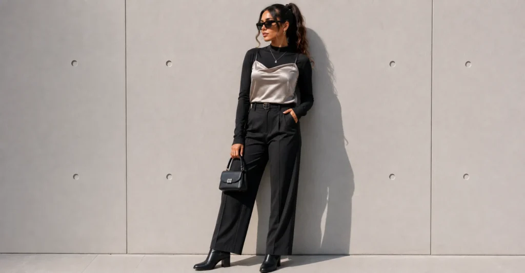 Tate McRae Concert Outfit Ideas: Edgy, Cool-Girl Looks for Every Fan 13 Tate McRae Concert Outfit Ideas featuring a sleek slip-style top and tailored trousers