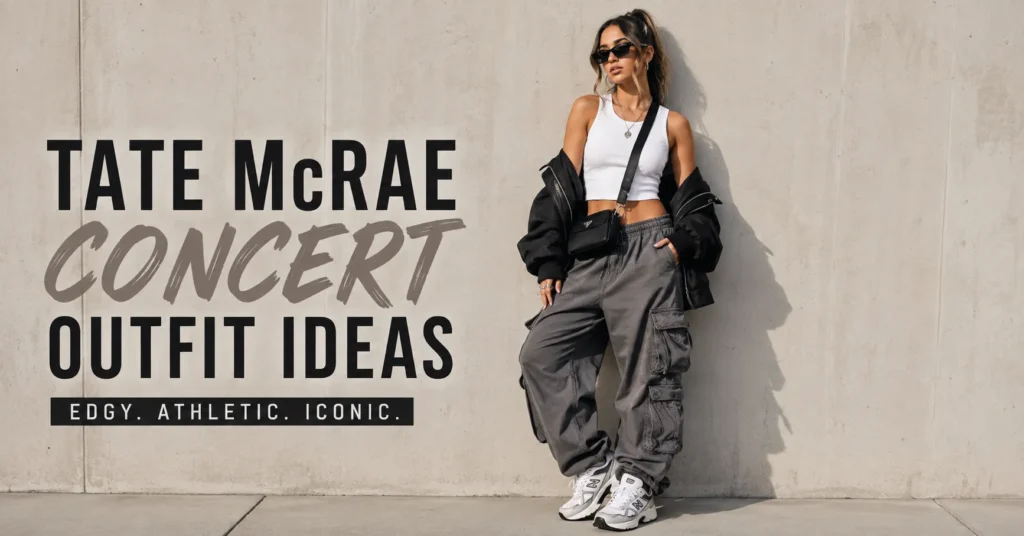Tate McRae Concert Outfit Ideas: Edgy, Cool-Girl Looks for Every Fan 2 Tate McRae Concert Outfit Ideas featuring edgy streetwear with cargo pants and sporty cool-girl fashion