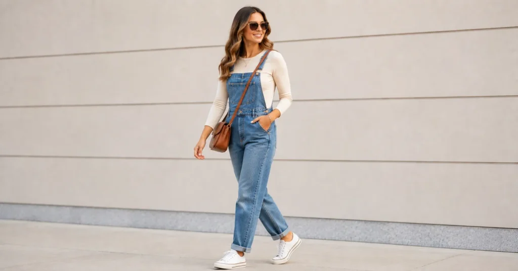 35 Effortless Taylor Swift Football Game Outfit Ideas That Look Stylish & Comfortable 9 Taylor Swift Football Game Outfit Ideas featuring denim overalls and a comfortable cropped top