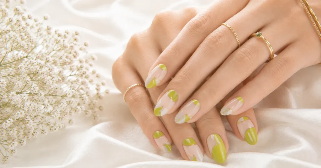 12 Vibrant Wasabi Nails Ideas for a Bold and Trendy Green Manicure 13 Wasabi Nails Ideas with Modern Wasabi Negative Space Nails