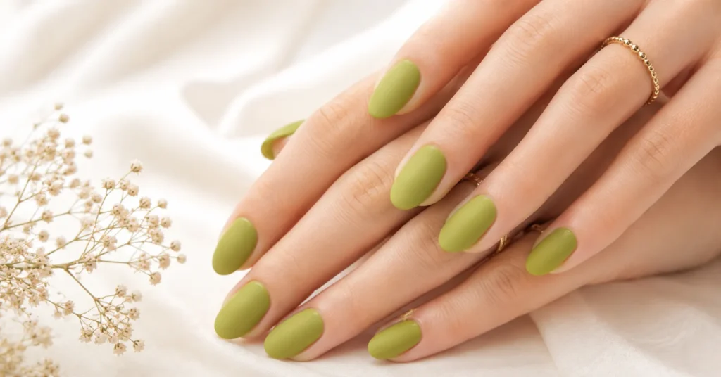 12 Vibrant Wasabi Nails Ideas for a Bold and Trendy Green Manicure 4 Wasabi Nails Ideas featuring Matte Wasabi Green Nails