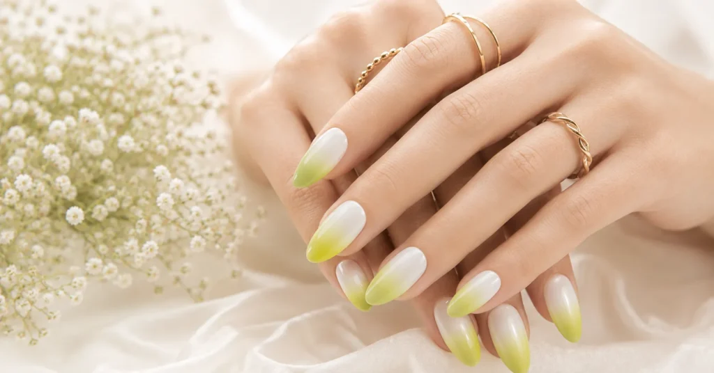 12 Vibrant Wasabi Nails Ideas for a Bold and Trendy Green Manicure 5 Wasabi Nails Ideas with White and Wasabi Green Ombre