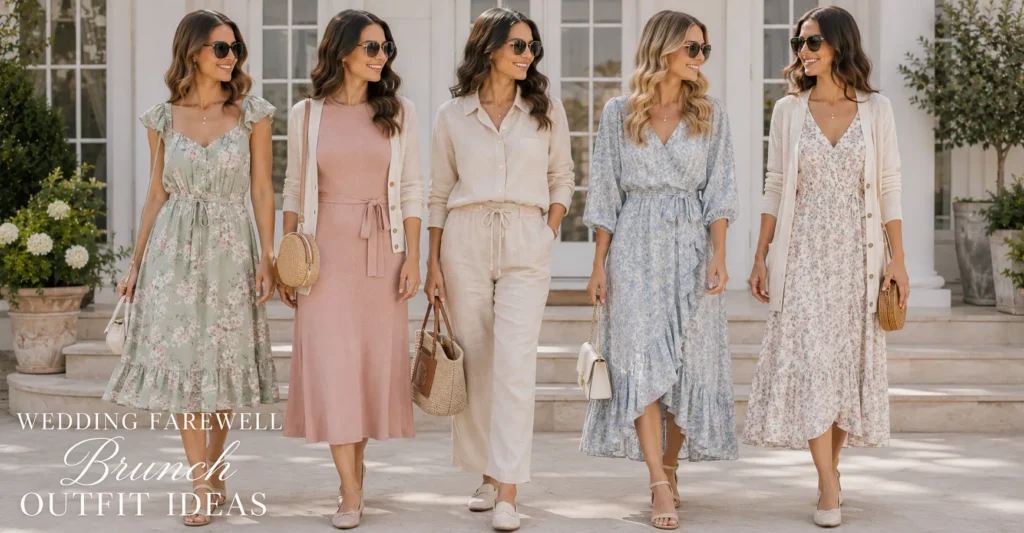 Effortless Wedding Farewell Brunch Outfit Ideas for the Morning After 8 Wedding Farewell Brunch Outfit Ideas featuring pastel colors and lightweight fabrics.