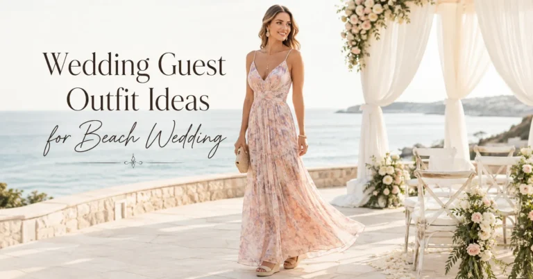 Wedding Guest Outfit Ideas for Beach Wedding featuring an elegant flowing maxi dress