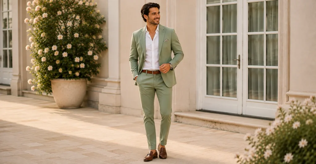 Dazzling Wedding Welcome Party Outfit Ideas for Every Guest 8 Wedding Welcome Party Outfit Ideas featuring a lightweight casual suit for men.