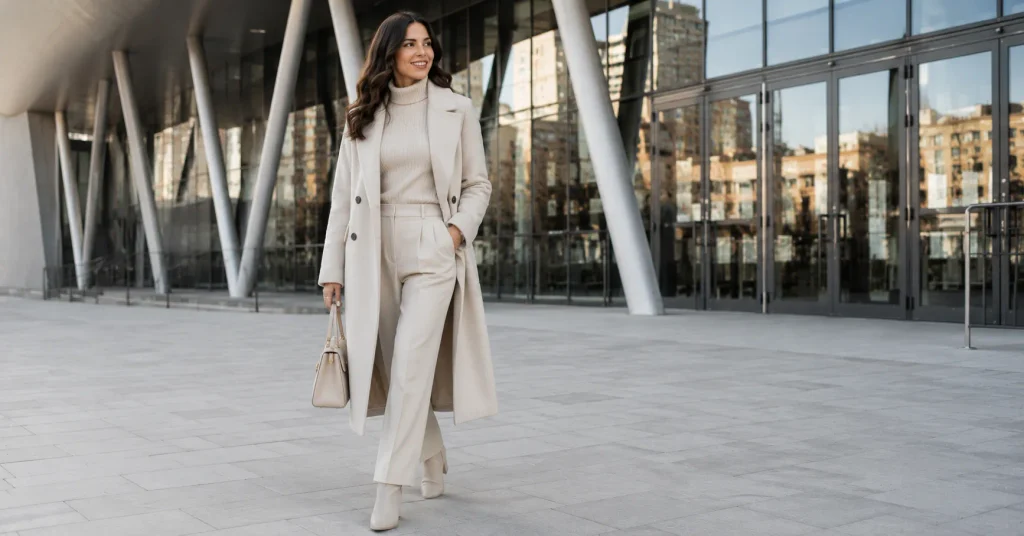 10 Stunning Winter Concert Outfit Ideas Women Will Love for Any Show 7 Winter Concert Outfit Ideas Women featuring a sophisticated monochrome knit outfit, long coat, and ankle boots