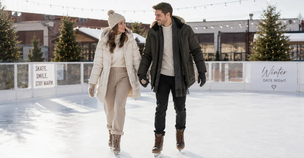 35 Stunning Winter Date Night Outfit Ideas for a Chic Cold Weather Look 13 Winter Date Night Outfit Ideas for a rooftop or outdoor date with a wool coat, cashmere scarf, trousers, and boots