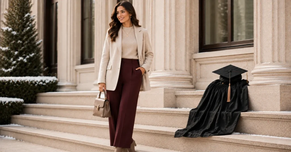30 Effortless Winter Graduation Outfit Ideas for a Stylish Celebration 11 Winter Graduation Outfit Ideas for restyling a classic work blazer