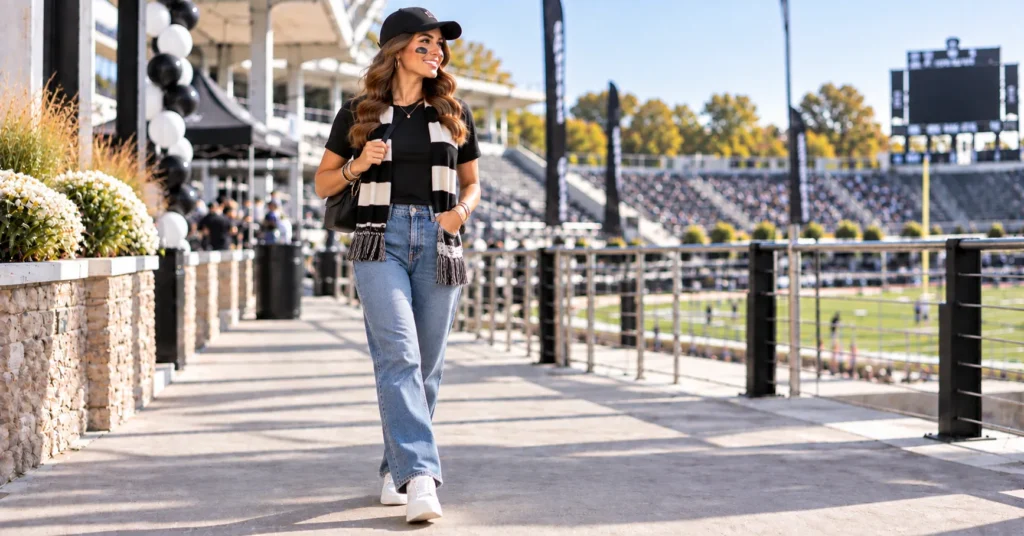 15 Bold Black Out Football Game Outfits to Rule Game Day 17 Black Out Football Game Outfits with black face paint and game-day accessories