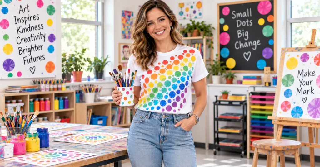 15 Brilliant Dot Day Shirt Ideas to Spark Creativity and School Spirit 5 Dot Day Shirt Ideas with a colorful rainbow dot gradient design
