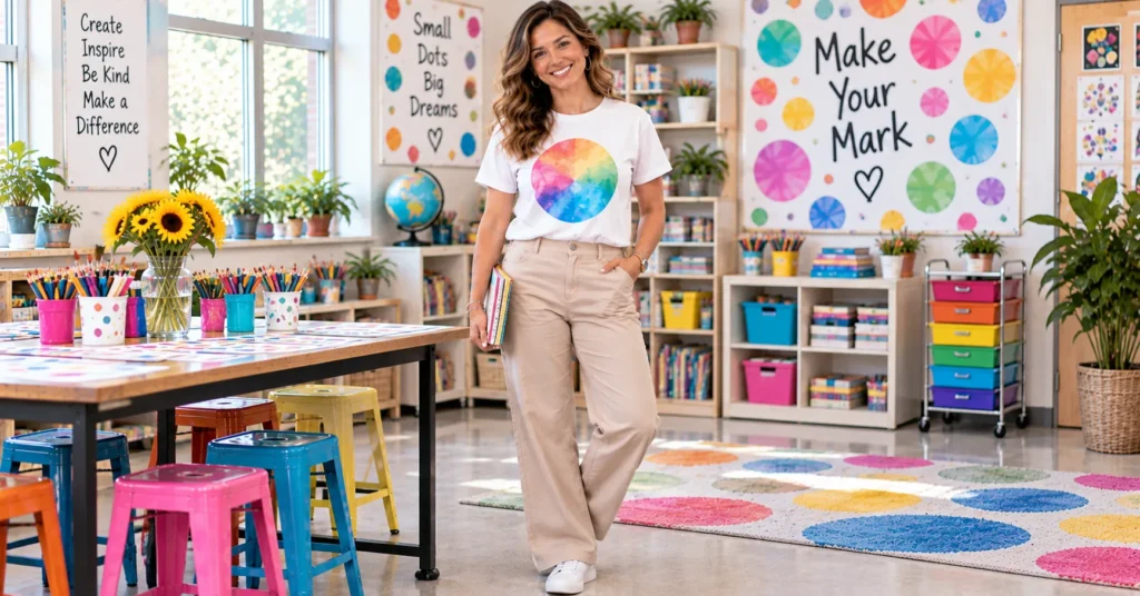 15 Brilliant Dot Day Shirt Ideas to Spark Creativity and School Spirit 11 Dot Day Shirt Ideas with a minimalist single oversized colorful dot
