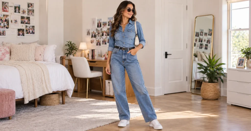 Frat Party Outfit Ideas for Girls: 14 Effortless Looks You'll Actually Wear 4 Frat Party Outfit Ideas For Girls featuring a stylish denim-on-denim look